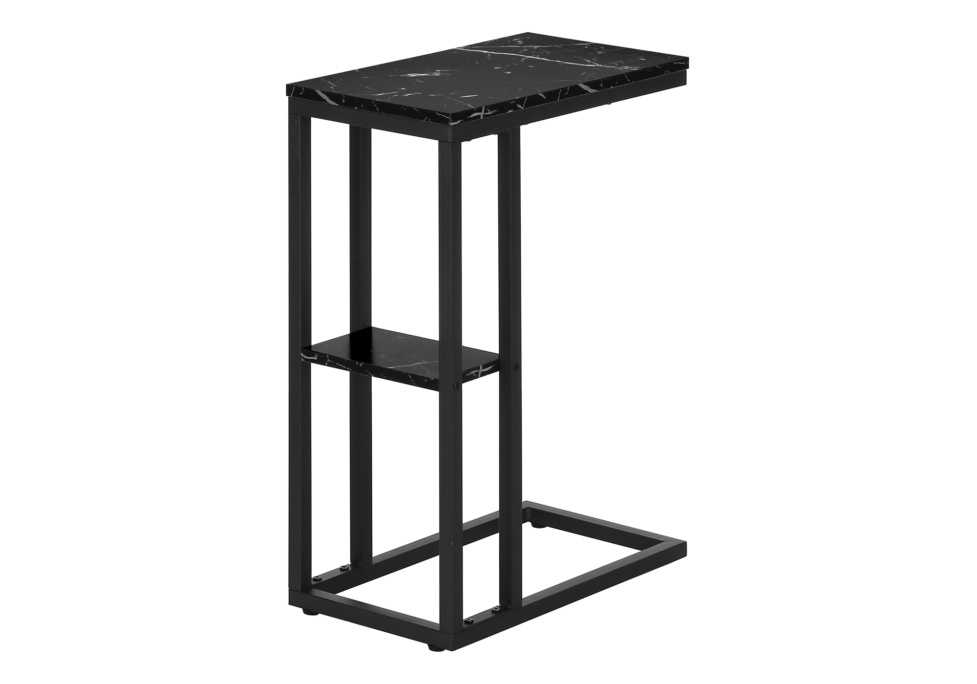 ACCENT TABLE - 25"H / BLACK MARBLE / BLACK METAL